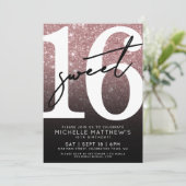 Sweet Sixteen Pink Rose Gold Glitter 16e verjaarda Kaart (Staand voorkant)