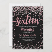 Sweet Sixteen Pink Rose Gold Glitter 16e verjaarda Kaart (Voorkant)