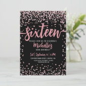 Sweet Sixteen Pink Rose Gold Glitter 16e verjaarda Kaart (Staand voorkant)