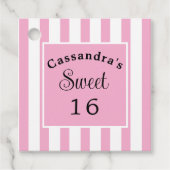 Sweet Sixteen Pink Stripe Classic Chic Bedankjes Labels (Voorkant)