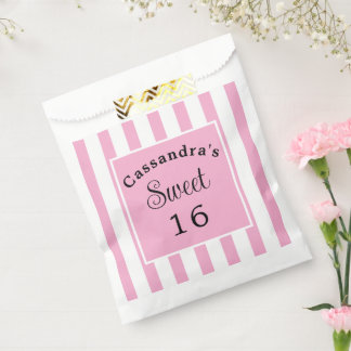 Sweet Sixteen Pink Stripe Classic Chic Bedankzakje