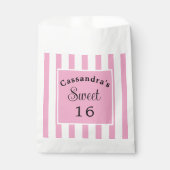 Sweet Sixteen Pink Stripe Classic Chic Bedankzakje (Voorkant)