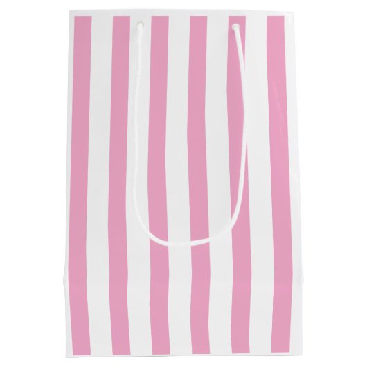 Sweet Sixteen Pink Stripe Classic Chic Medium Cadeauzakje (Achterkant)