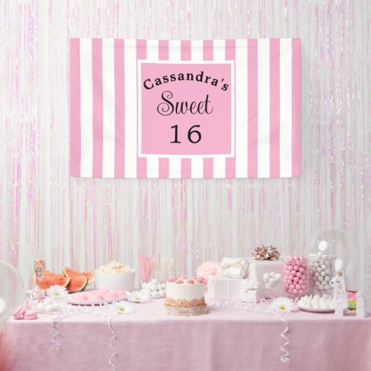 Sweet Sixteen Pink Stripe Classic Chic Spandoek (Feest)