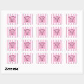 Sweet Sixteen Pink Stripe Classic Chic Vierkante Sticker (Vel)
