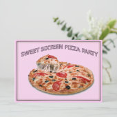 Sweet Sixteen Pizza Party Invitation Kaart (Staand voorkant)