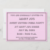 Sweet Sixteen Pizza Party Invitation Kaart (Achterkant)