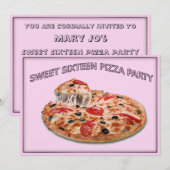 Sweet Sixteen Pizza Party Invitation Kaart (Voorkant / Achterkant)