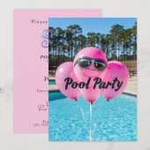 Sweet Sixteen Pool Party Roze Ballonnen Kaart (Voorkant / Achterkant)