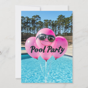 Sweet Sixteen Pool Party Roze Ballonnen Kaart