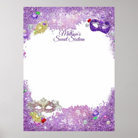 Sweet Sixteen, Quinceanera, Masquerade Sign In Poster (Voorkant)