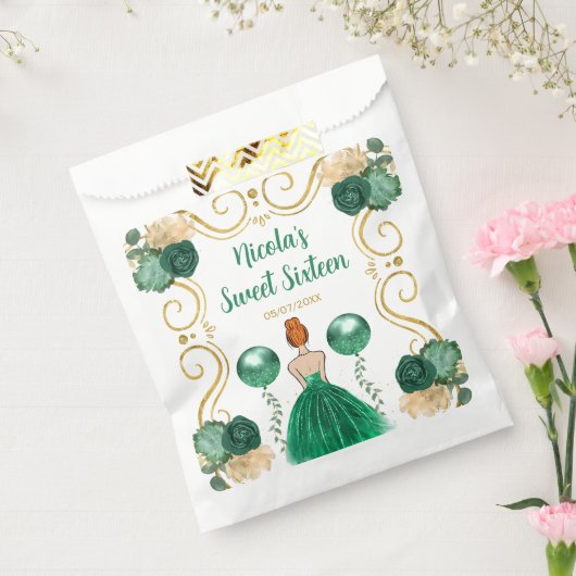 Sweet Sixteen Red Hair Princess in Green Bedankzakje (Gezegeld)