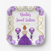 Sweet Sixteen Red Hair Princess in het Paarse Papieren Bordje (Voorkant)