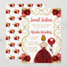 Sweet Sixteen Red Hair Princess in het rood