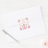Sweet Sixteen Red Hair Princess in Pink Vierkante Sticker (Envelop)