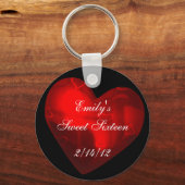 Sweet Sixteen Red Heart Party Favor Sleutelhanger (Voorkant)