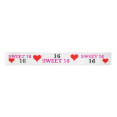  Sweet Sixteen Red Hearts Pink Black  Satijnen Lint (Voorkant)