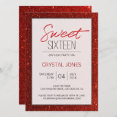 Sweet Sixteen red sprankeling Kaart (Voorkant / Achterkant)