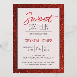 Sweet Sixteen red sprankeling Kaart