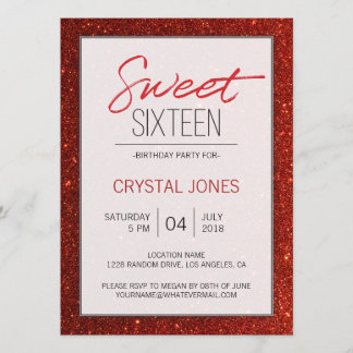 Sweet Sixteen red sprankeling Kaart