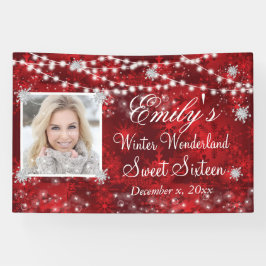 Sweet Sixteen Red White Winter Wonderland Lichten Spandoek