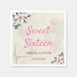 Sweet Sixteen Reizen Roze Meisje 16e Verjaardagsfe Servet
