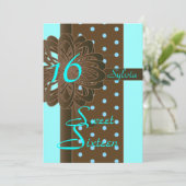 Sweet Sixteen Retro Polka Dot Invitation - Cust. Kaart (Staand voorkant)