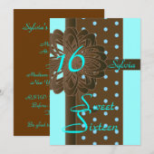 Sweet Sixteen Retro Polka Dot Invitation - Cust. Kaart (Voorkant / Achterkant)