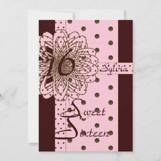 Sweet Sixteen Retro Polka Dot Invitation - Cust. Kaart (Voorkant)