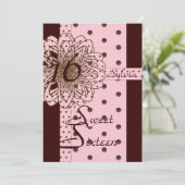 Sweet Sixteen Retro Polka Dot Invitation - Cust. Kaart (Staand voorkant)