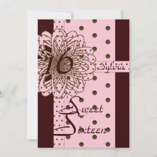 Sweet Sixteen Retro Polka Dot Invitation - Cust. Kaart