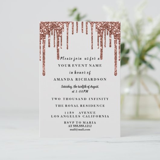 Sweet Sixteen Roos Dress Glitter Drip Black Grey Kaart (Staand voorkant)