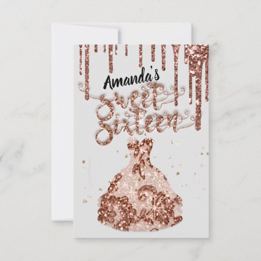 Sweet Sixteen Roos Dress Glitter Drip Black Grey Kaart (Achterkant)