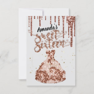 Sweet Sixteen Roos Dress Glitter Drip Black Grey Kaart