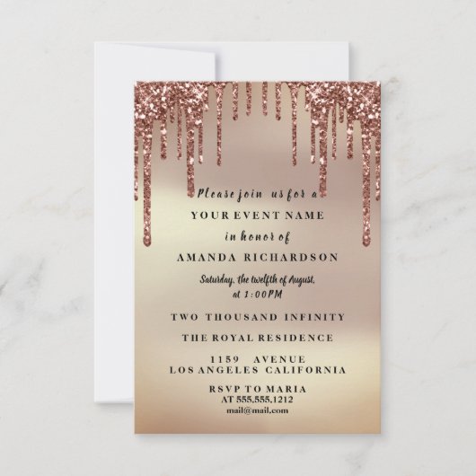 Sweet Sixteen Roos Floral Dress Glitter Drift Glam Kaart (Voorkant)