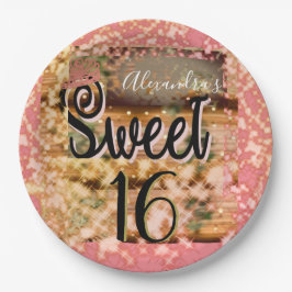 Sweet Sixteen Roos Gold Rustic Papieren Bordje