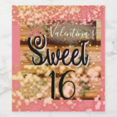 Sweet Sixteen Roos Gold Rustic Wijn Etiket (Enkel label)