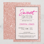 Sweet Sixteen roos gousvonk Kaart (Voorkant / Achterkant)