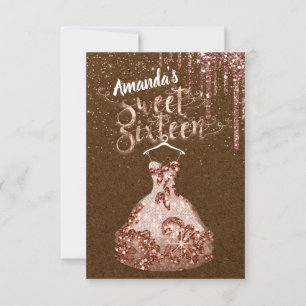 Sweet Sixteen Roos Jurk Bloemen Prinses Bruin Kaart