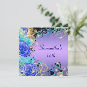 "Sweet sixteen" roos juweelblauw elegant Kaart (Staand voorkant)