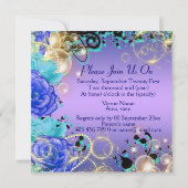 "Sweet sixteen" roos juweelblauw elegant Kaart (Achterkant)