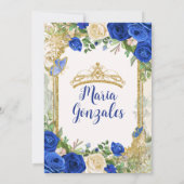 Sweet Sixteen Royal Blue Butterfly Verjaardagsfees Kaart (Achterkant)