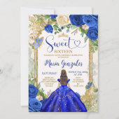 Sweet Sixteen Royal Blue Butterfly Verjaardagsfees Kaart (Voorkant)