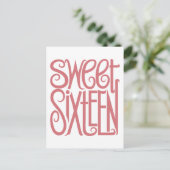 Sweet Sixteen Roze Briefkaart (Staand voorkant)
