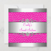 Sweet Sixteen Roze Dierlijk Druk Zilver Dag Kaart (Voorkant)