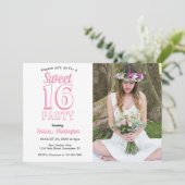 Sweet Sixteen roze Floral 16e verjaardag Foto Kaart (Staand voorkant)