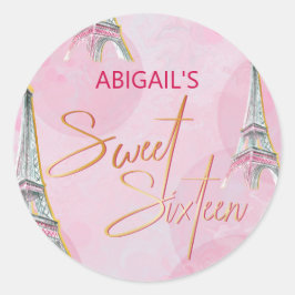 Sweet Sixteen Roze Goud Paris Eiffeltoren Sticker