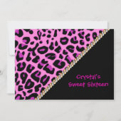 Sweet Sixteen roze leopard-uitnodiging Kaart (Voorkant)