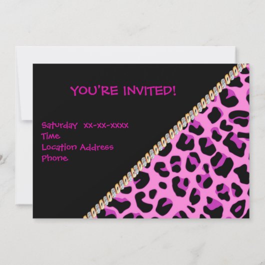 Sweet Sixteen roze leopard-uitnodiging Kaart (Achterkant)