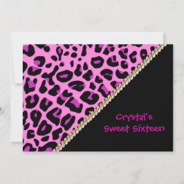 Sweet Sixteen roze leopard-uitnodiging Kaart